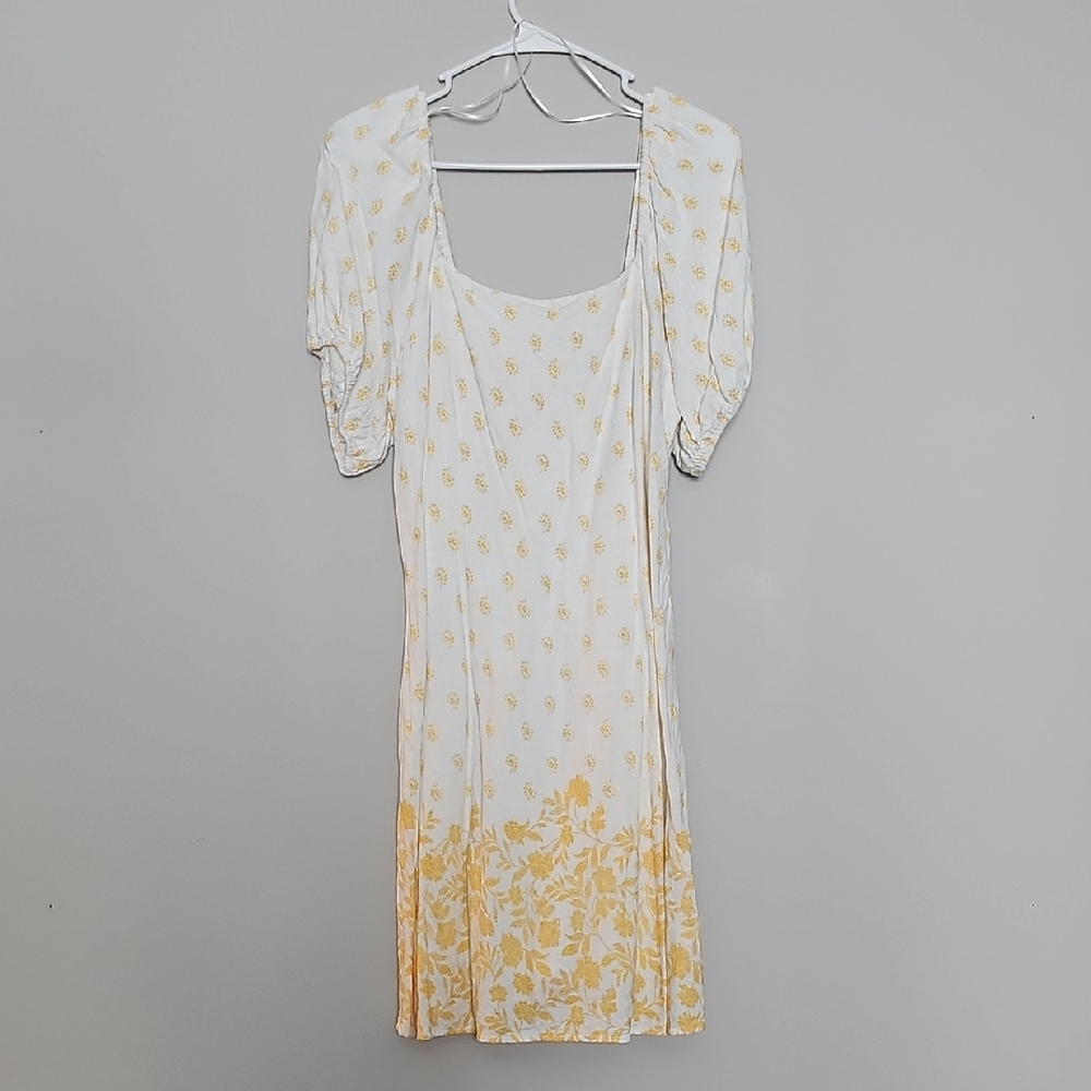 LC Lauren Conrad Yellow and White Midi Dress